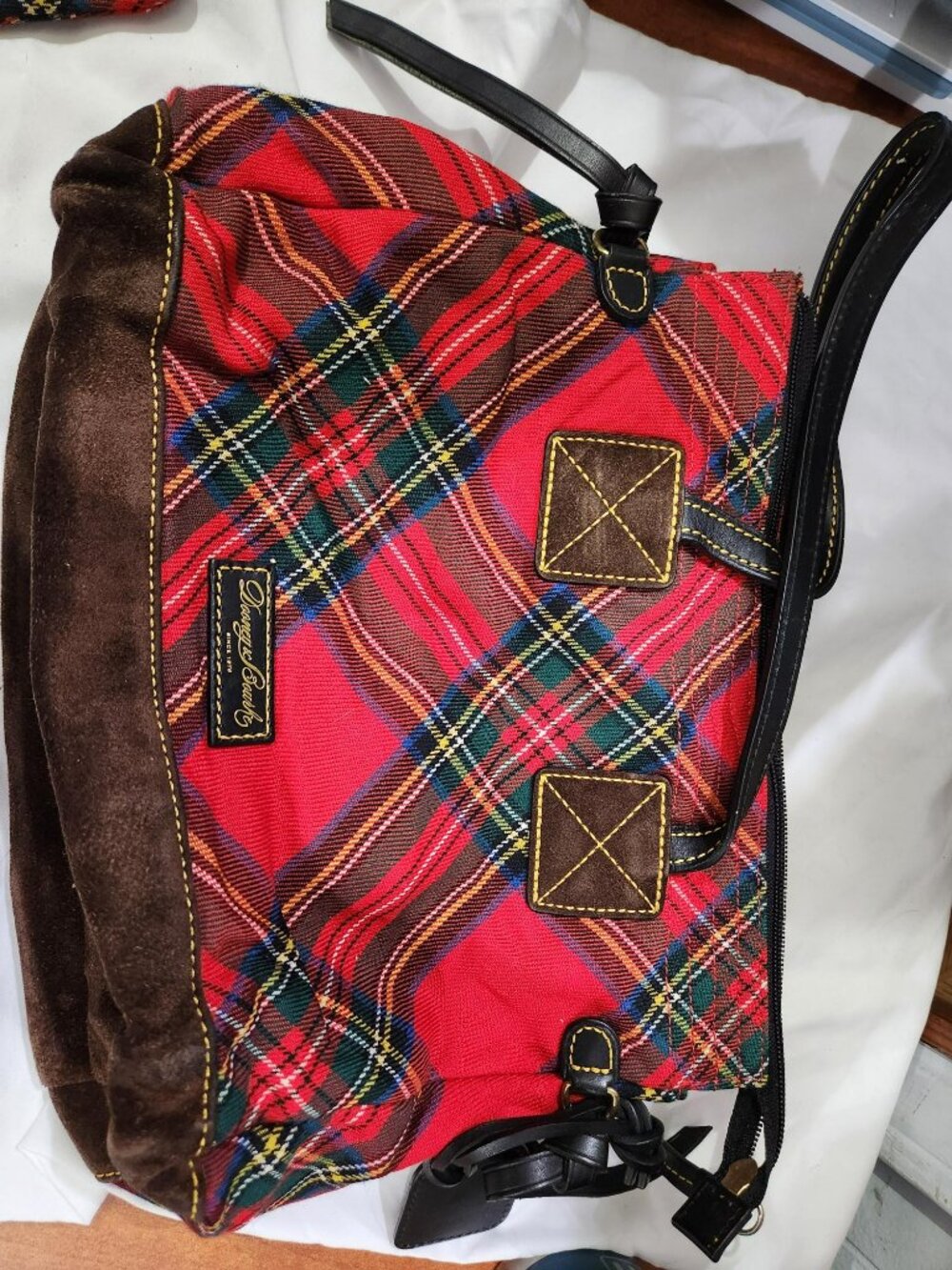 Dooney & Bourke Red Tartan Plaid Tote Bag & Matching Wristlet Set